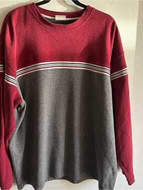 Men's Red and Gray Crewneck Sweater - Classic Colorblock